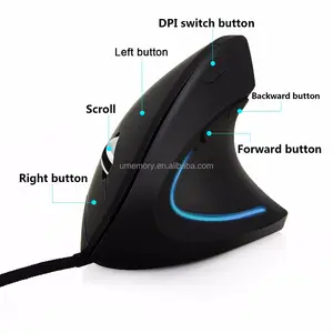 Healthy 6D Ergonomic 3200DPI Wired USB Vertical Optical Mouse For PC Laptop