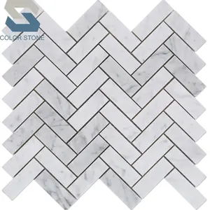 Cheap price carrara marble herringbone mosaic kitchen backsplash tile