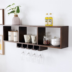 Étagères murales en bois massif de style nordique, support de <span class=keywords><strong>rangement</strong></span> pour tasses de vin, 2020 - Product Image 2