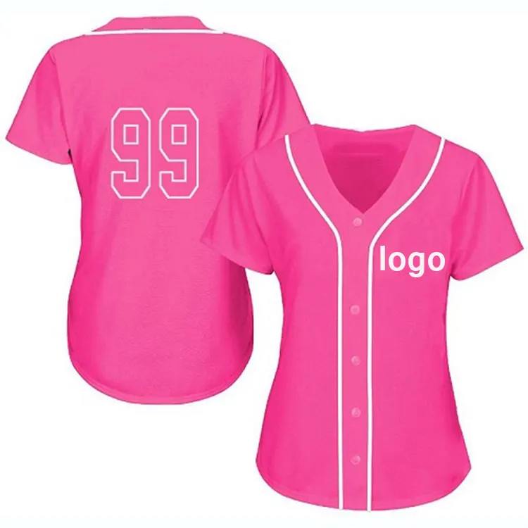 Custom logo design plain women pink baseball jersey wholesale blank jerseys shirt