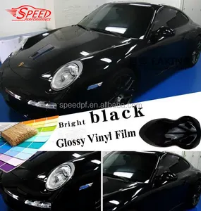 Yüksek parlak havasız köpük araba vücut koruyucu renkli değişim parlak siyah vinil araba sarar