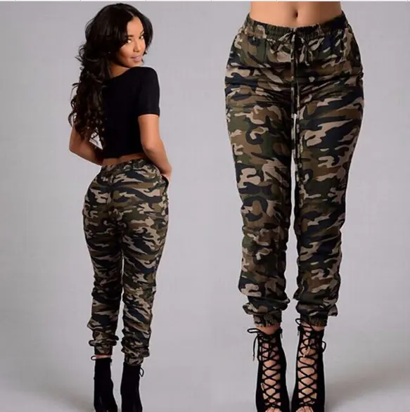 2022 Herfst Dames Broek Elastische Vrouwen Casual Plus Size Camouflage Cargo Broek