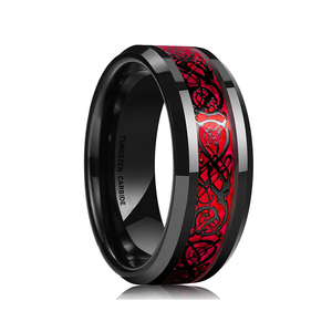 Bague Dragon en Fiber de carbone incrustée, bagues en carbure de tungstène, bijoux, bague confortable - Product Image 2