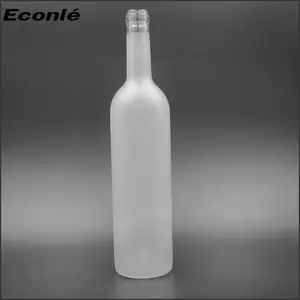 Botella de vidrio esmerilado para vino, botella redonda de 750ml, para licor, alcohol y corcho