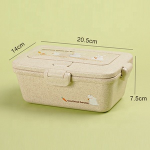 LULA 950ml BPA Free Wheat Straw Japanese Organic Bento Box with Phone Stand