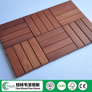 Natural color outdoor usage kempas hardwood flooring decking outdoor tiles interlocking