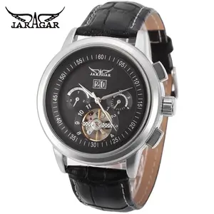 New Jaragar Marca Automatico Self-vento relogio masculino Vigilanza Genuino Vigilanza di Cuoio Meccanica di Modo Di Lusso Tourbillon Orologio