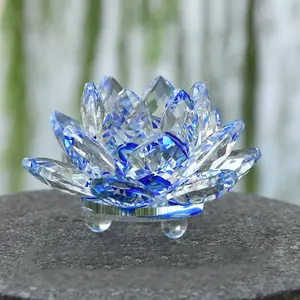 Groothandel Elegante Mooie Clear Glas Bloem Crystal Lotus Thee Licht Houder