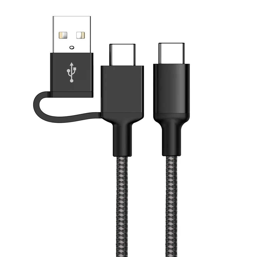 2 in 1 type c 3A charging cable usb adapter usb-c data cable PD 60W fast charging USB cable for Mobile Phone