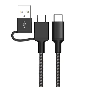 2 In 1 Type C 3A Charging Cable Usb Adapter Usb-c Data Cable PD 60W Fast Charging USB Cable For Mobile Phone