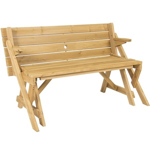 Wood Patio 2 in 1 <strong>Outdoor</strong> Interchangeable Picnic <strong>Table</strong> <strong>and</strong> <strong>Bench</strong> <strong>Set</strong> - Product Image 6