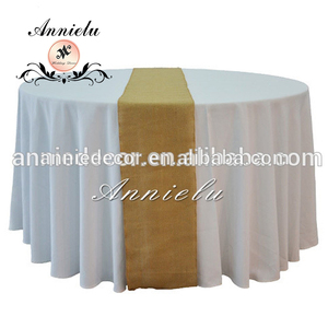 En gros couleur pure <span class=keywords><strong>toile</strong></span> de <span class=keywords><strong>jute</strong></span> <span class=keywords><strong>chemin</strong></span> de <span class=keywords><strong>table</strong></span> pour la décoration de mariage - Product Image 1