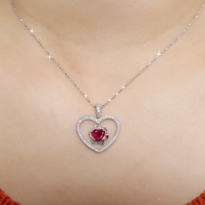 Cubic Zircon &amp; Heart <strong>Ruby</strong> Stone <strong>Necklace</strong> Designs - Product Image 4