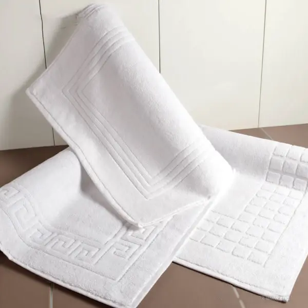 100% algodón blanco personalizar jacquard logo hotel baño alfombrilla toallas
