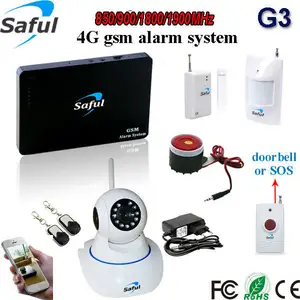 Saful plus récent multi-fonction 2g/3g/4g sonnette gsm système d'alarme avec caméra wifi et sans fil avec bouton panique