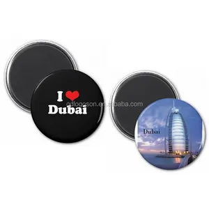 Dubaï Souvenir Cadeaux Réfrigérateur Aimants Usine Personnalisée Mini Bouton Rond Dubaï Frigo Aimant