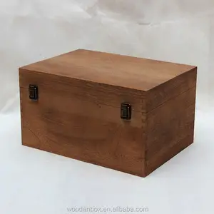 廉价实木成品古董木制宝箱首饰盒与锁