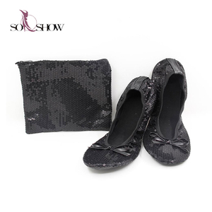 Sapatilhas femininas para festa, sapatos feitos na <span class=keywords><strong>china</strong></span> com glitter dourado, lantejoulas, baixos, sapatos de balé para senhoras - Product Image 2