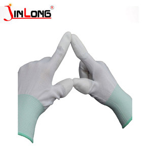 Guantes de pu transpirables de hilo de algodón de nailon blanco para trabajo fino de 13 pines - Product Image 3