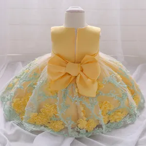 MQATZ गर्म बेच सुंदर बच्चे फ्रॉक 12 महीने 1 साल पुराने लड़की कपड़े पहला जन्मदिन प्यारा फूल पार्टी पोशाक L1845XZ