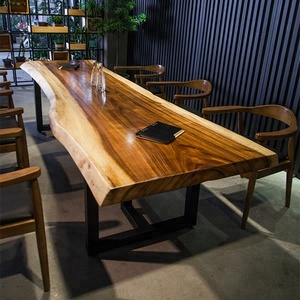 Suar in legno in legno massello tavolo da pranzo top live bordo grezzo naturale noce teak bubuinga zingana in legno lastra - Product Image 1