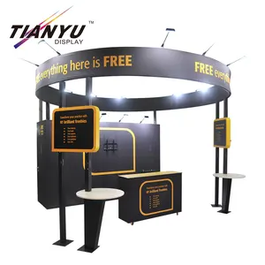 Modular 20ft x 20ft hybrid recycling Island exhibition booth with TV stand