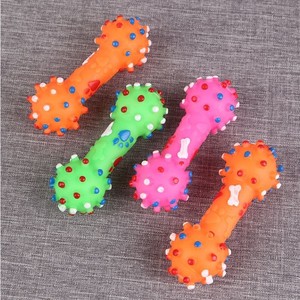 Renkli noktalı dambıl şekilli sıkmak gıcırtılı Faux kemik evcil köpek oyuncak - Product Image 6