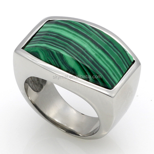 Top Quality Fashion Jewelry,316L Stainless Steel Malachite/<strong>Lapis</strong> <strong>Lazuli</strong> Natural Stone <strong>Ring</strong> for Men Birthday Gift - Product Image 2