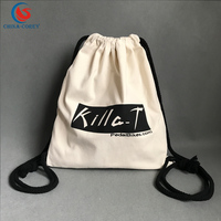 Sac de sport en toile de coton pour usage promotionnel, léger, à la mode, lavable, avec lettres, impression de logo personnalisé