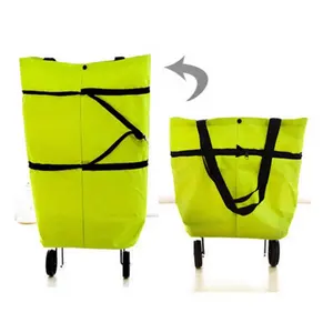 Vuelos de la tela de Oxford Trolley plegable carrito de compras bolsa con 2 ruedas de carro de carros de compras plegable