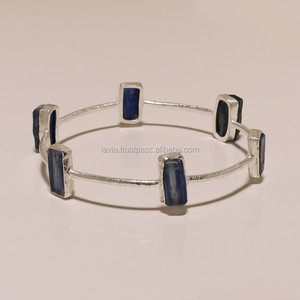 925สเตอริ่งเงินแฟชั่นผู้หญิงเครื่องประดับอัญมณีเงินกำไลข้อมืออัญมณีสีฟ้า kyanite กำไลเงิน925สเตอริ่ง - Product Image 1