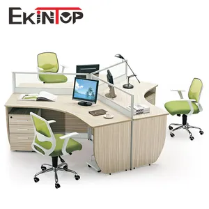 Ekintop 120 grados redondo <span class=keywords><strong>3</strong></span> personas Oficina estación de trabajo escritorio partición/muebles de oficina - Product Image 1