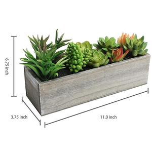 Artificiale Misto <span class=keywords><strong>Piante</strong></span> Succulente in Scatola Rettangolare Brown Fioriera in Legno - Product Image 4