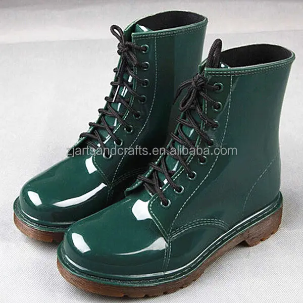 Botas para la lluvia de pvc, botines de plástico, estilo martin, verde, a la moda