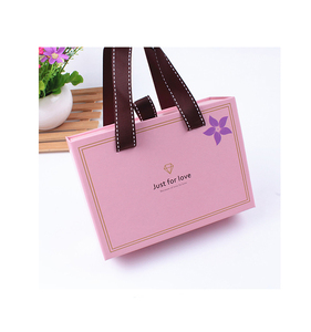 Pequeña Rosa melocotón anillo caja de lujo de alta calidad reciclar cajón deslizante estilo cinta perfume bolsa de papel - Product Image 1