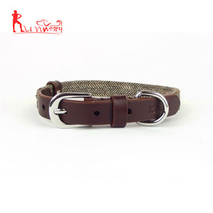Collar para perro de piel marrón y Tweed - Product Image 3
