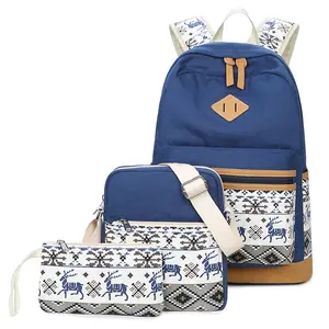 Cute Girls Backpacks Set Canvas School Bags For Teenager Girl Bookbags Fashion Animal Printing Middle School Bag Canvas Bag