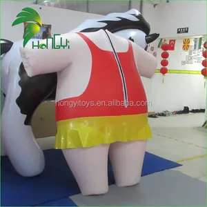 So Cute Custom Design Cartoon Double PVC Layer Inflatable Funny Girl Dress Suit