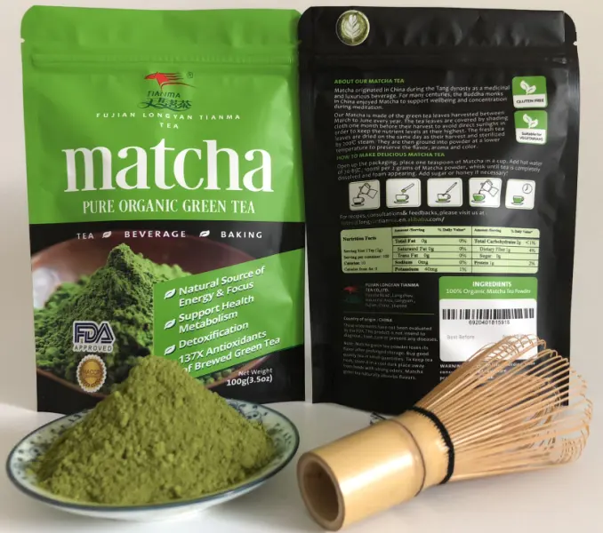 निजी लेबल और लोगो जैविक हरी चाय पाउडर Matcha तुरंत चाय