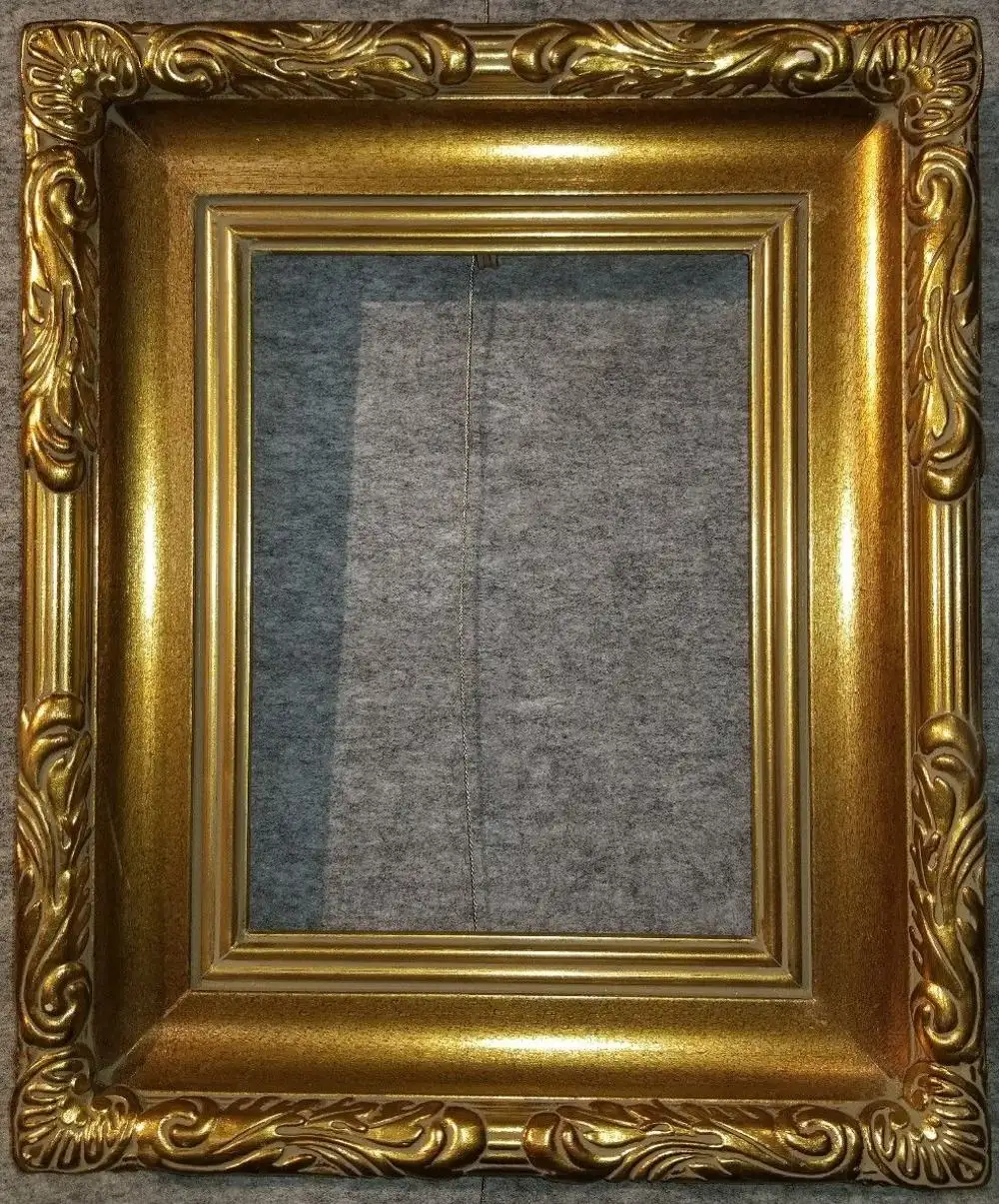 3.5 "ברונזה רחב זהב מעוטר מסגרת תמונה עץ ציור שמן משפחת התמונה