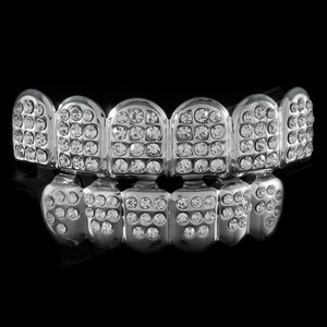 Grilles de dentition en diamant noir, bleu RTS, gros bijoux, couleur or, caddie plein, TG017 - Product Image 4