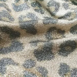 Leopard Print Stoff, Shiny Lurex Spandex Stoff mit Tier Druck für Slinky Kleid