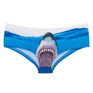 工厂OEM定制鲨鱼jawz 3d打印超柔软女孩内裤舒适内裤性感内衣