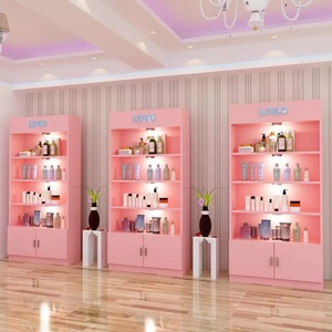 White beauty makeup kiosk cosmetic display stand salon cabinet racks display shelf for nail studio