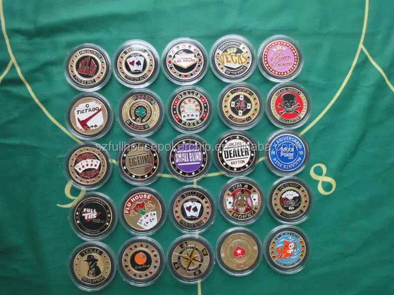 metal gold poker chip with different types card guards