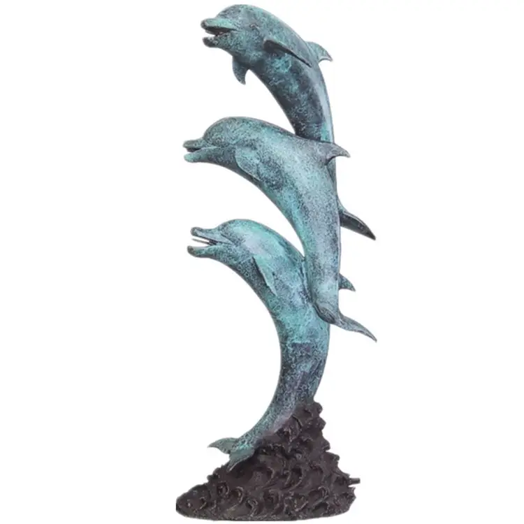 Yard decoration outdoor swimming pool use bronze dolphin fountain