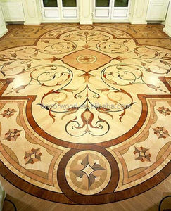 <span class=keywords><strong>Parquet</strong></span> en bois d'art, incrustation de bois, médaillon en noyer et <span class=keywords><strong>acajou</strong></span>, bordures, designs du milieu du siècle - Product Image 2
