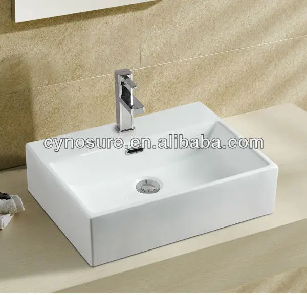 Lavabo da bagno moderno di alta qualità lavabo in ceramica bianco brillante