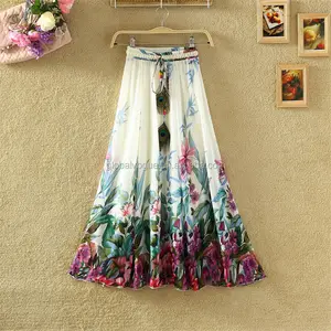 Dotfashion Phụ Nữ Cổ Điển Phong Cách Mùa Hè Váy Dài In Phụ Nữ Peacock In Tied Eo Maxi Váy