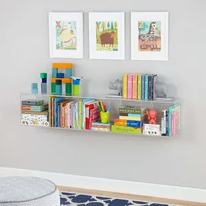 Présentoir de rangement mural Transparent à 5 niveaux, étagère à livres en acrylique Transparent, vente en gros